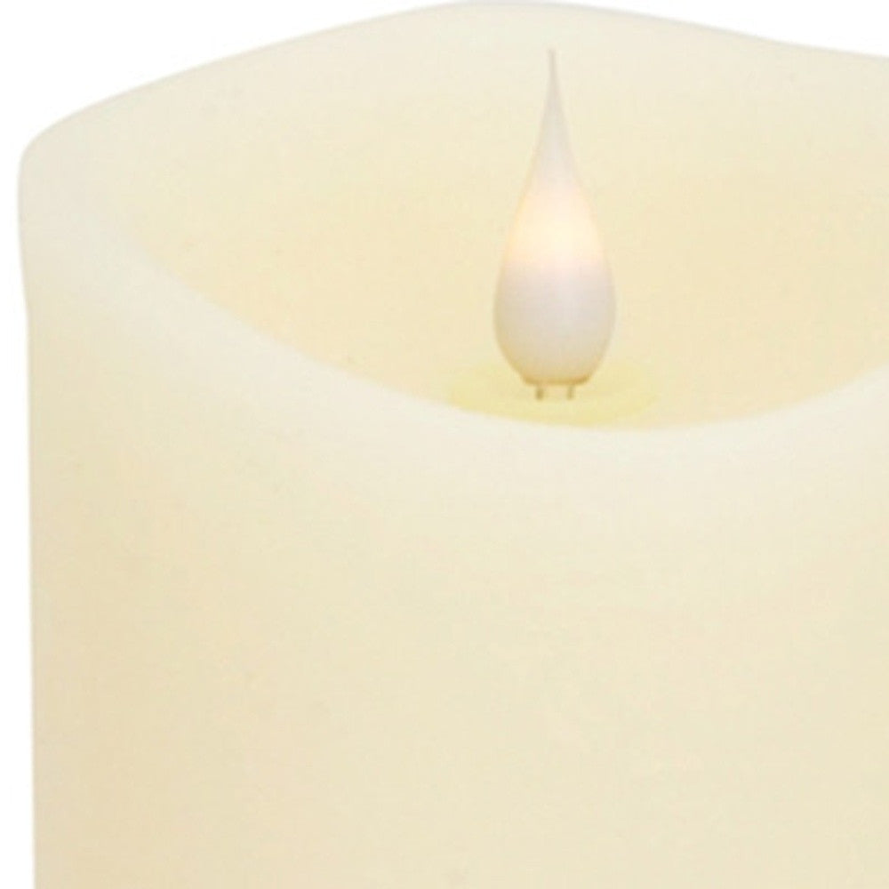 9" Beige Flameless Pillar Candle