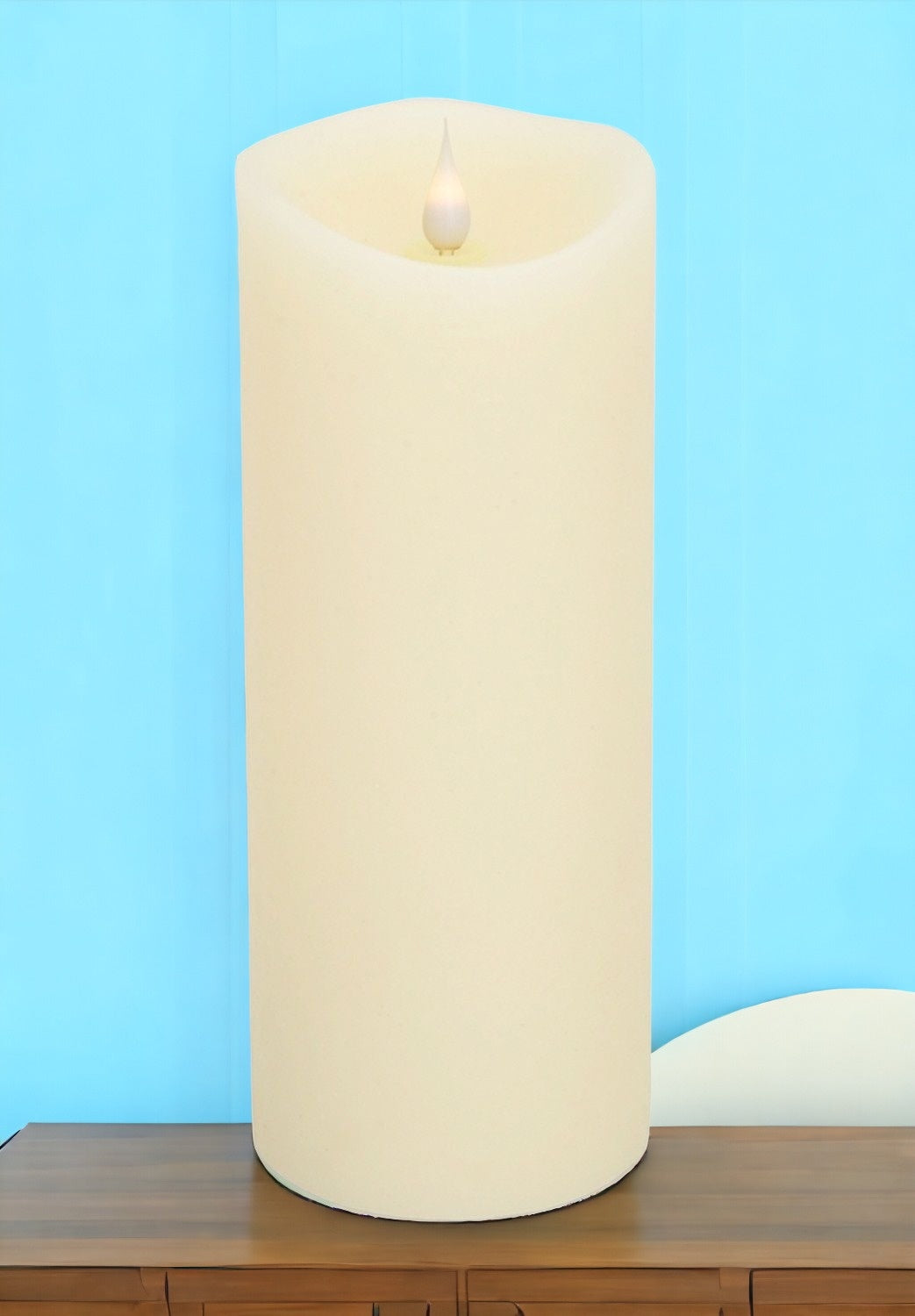 9" Beige Flameless Pillar Candle