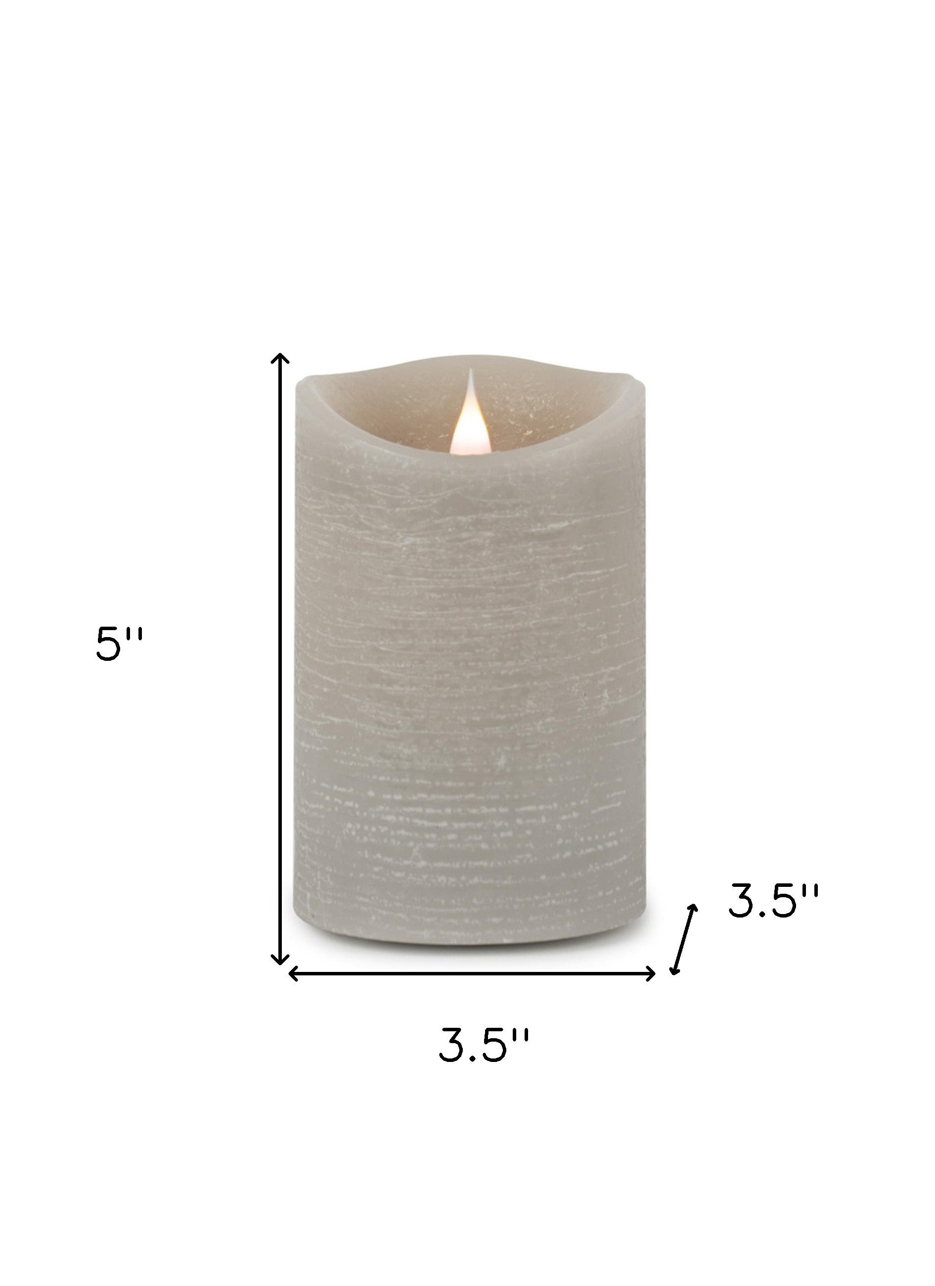 Set of Two Gray Flameless Pillar Candle