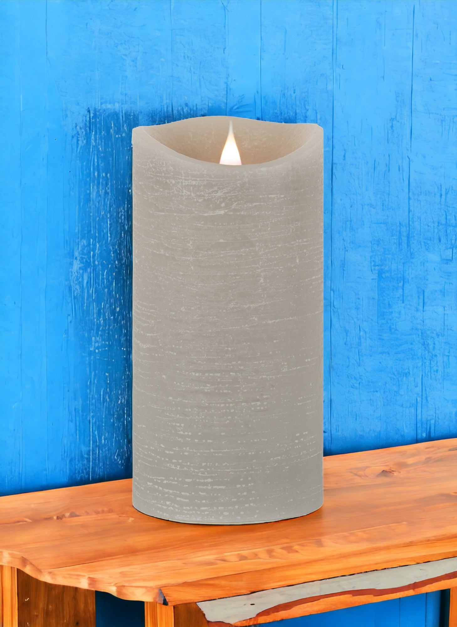 7" Gray Flameless Pillar Candle
