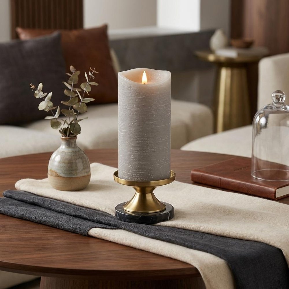 7" Gray Flameless Designer Candle