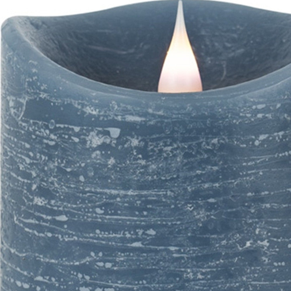 7" Blue Flameless Pillar Candle