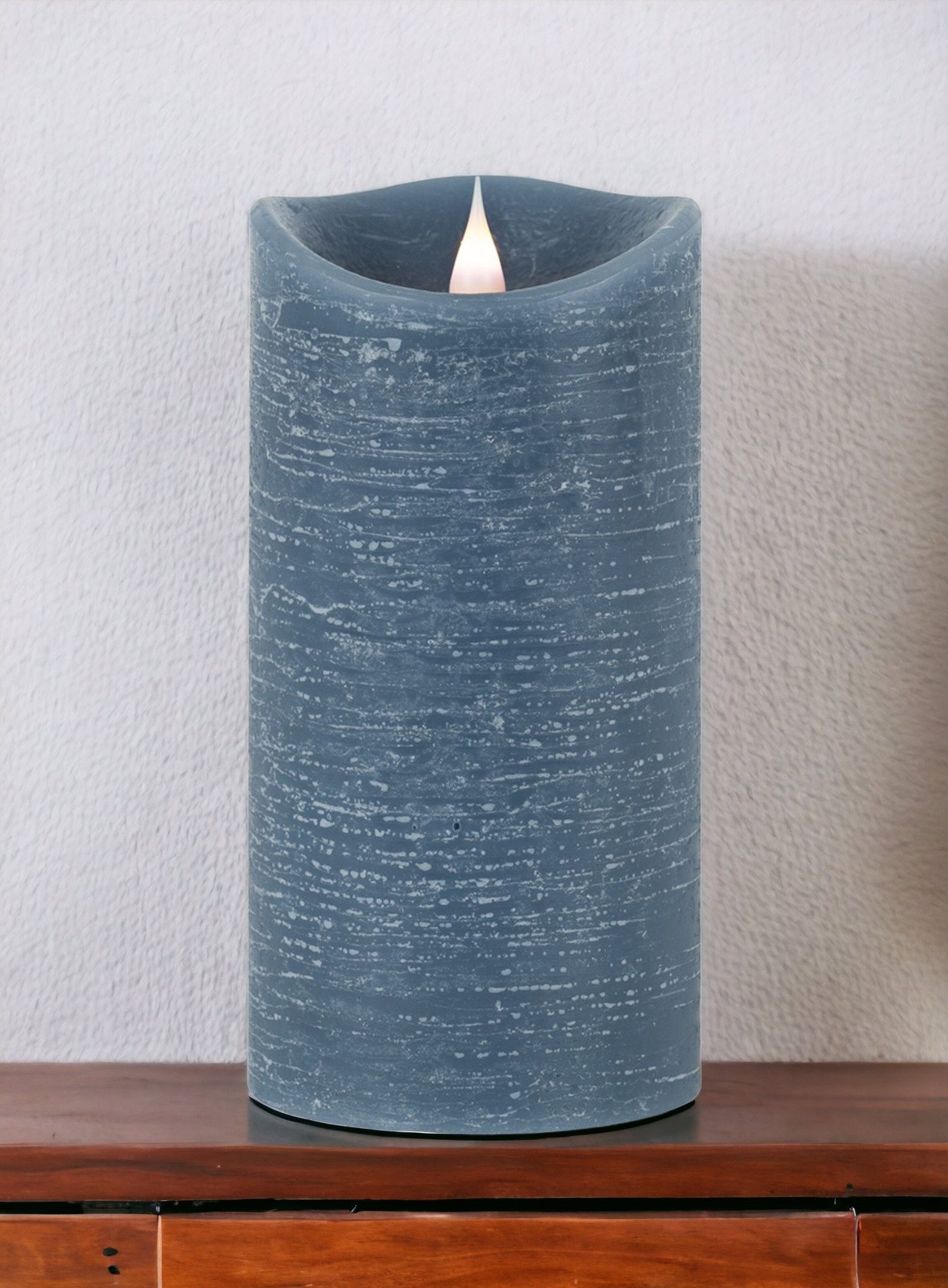 7" Blue Flameless Pillar Candle