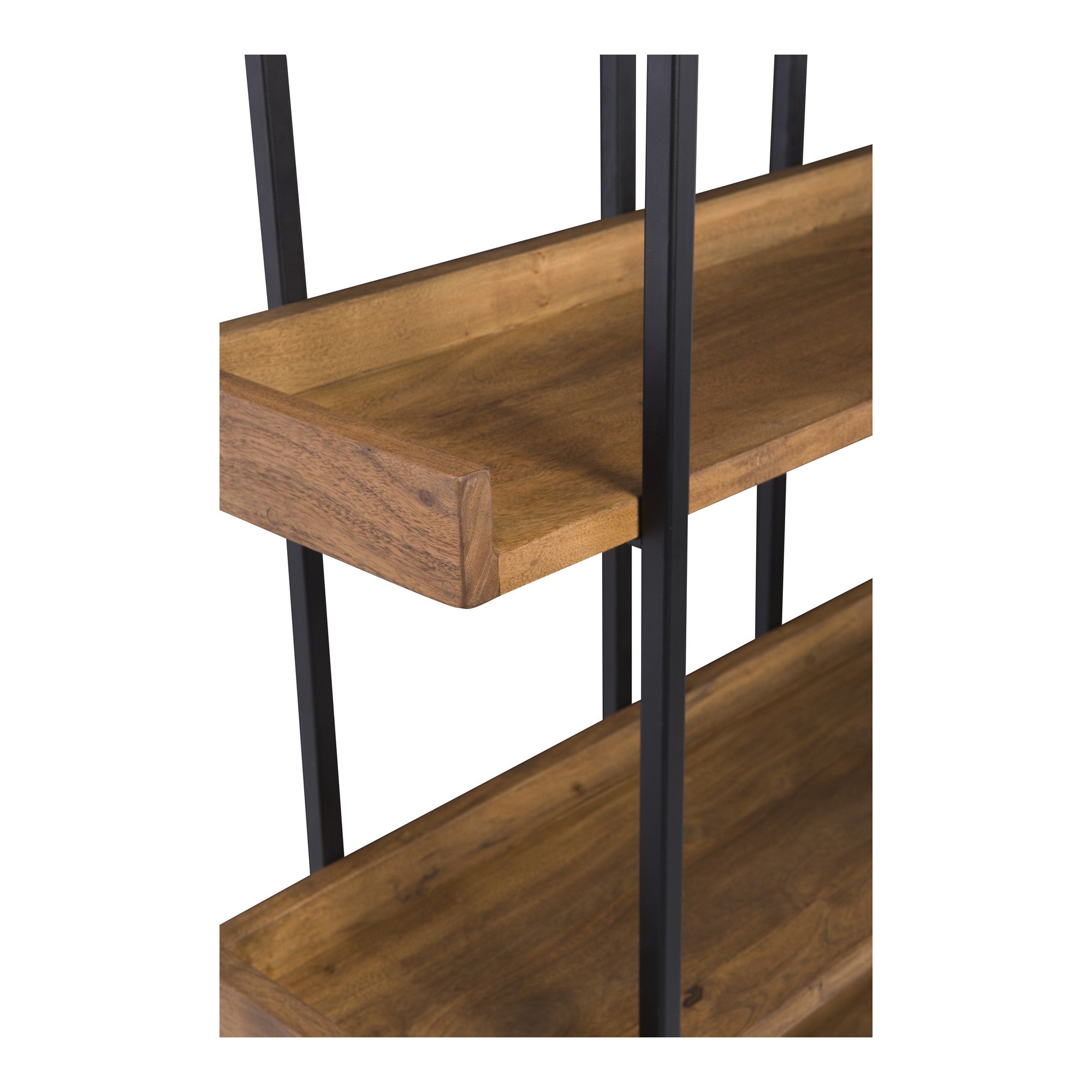 75" Black And Brown Metal and Wood Five Tier Bookcase
