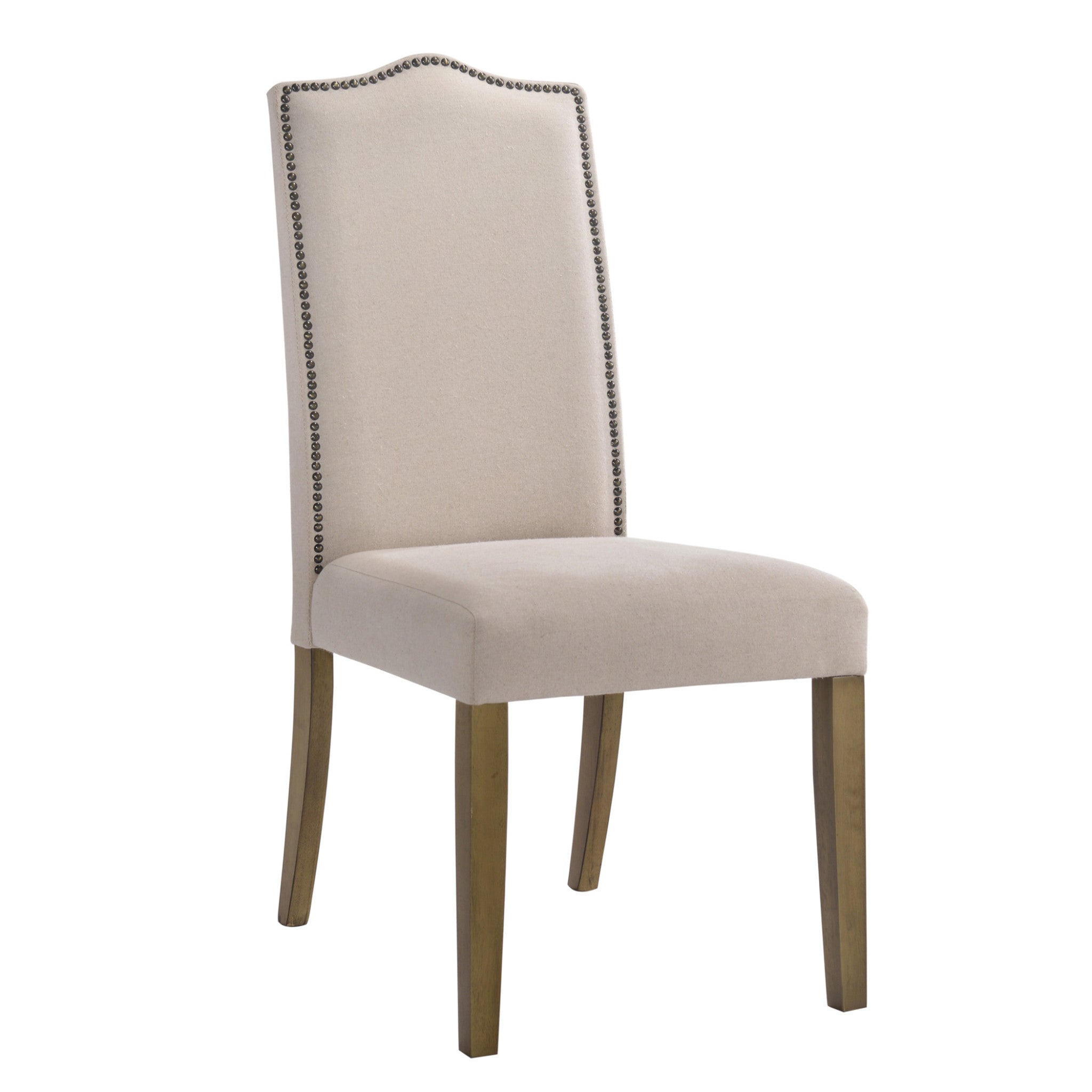 Cream and Brown Linen Dining Parsons Chair