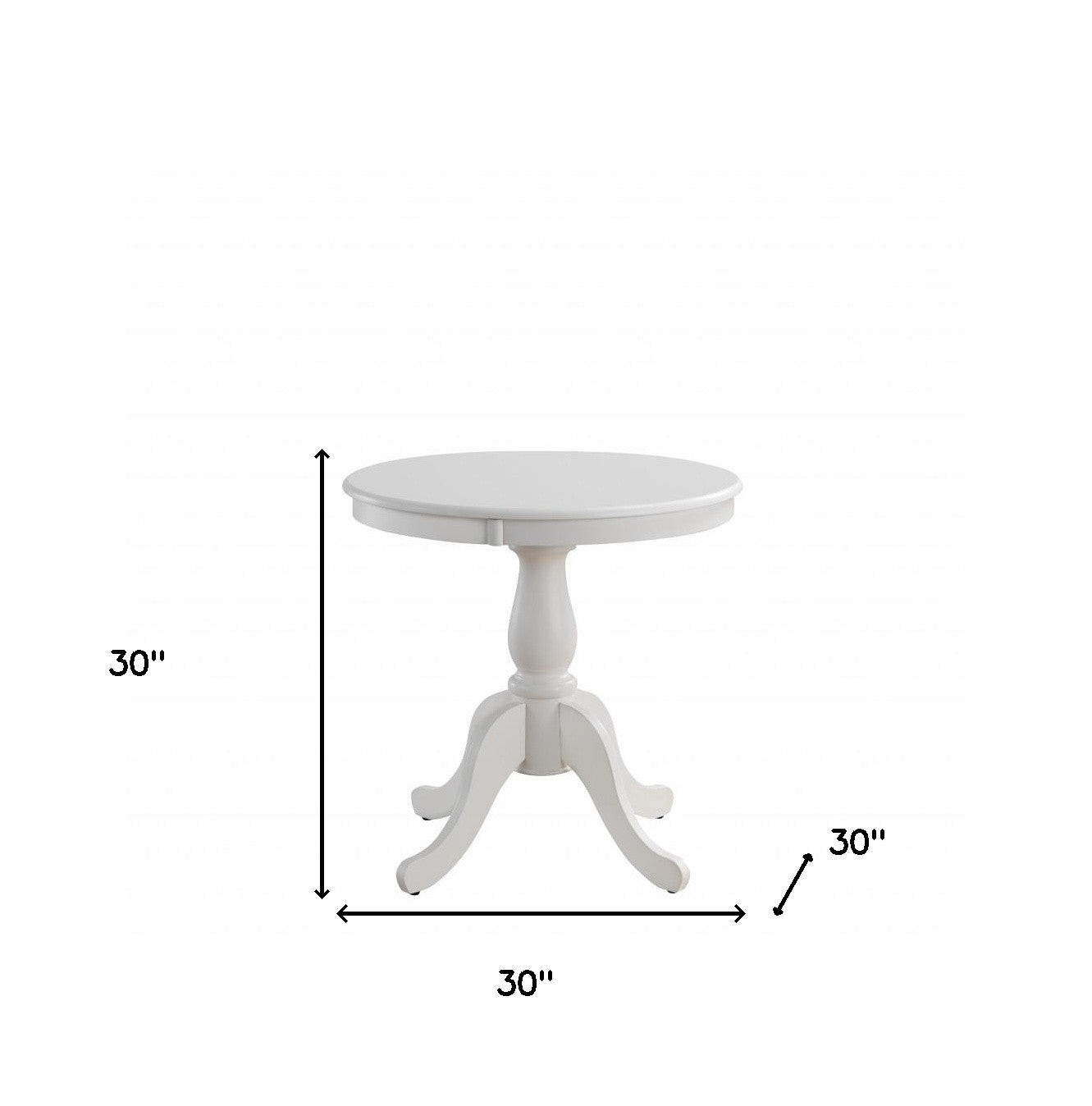 30" White Round Turned Pedestal Base Wood Dining Table