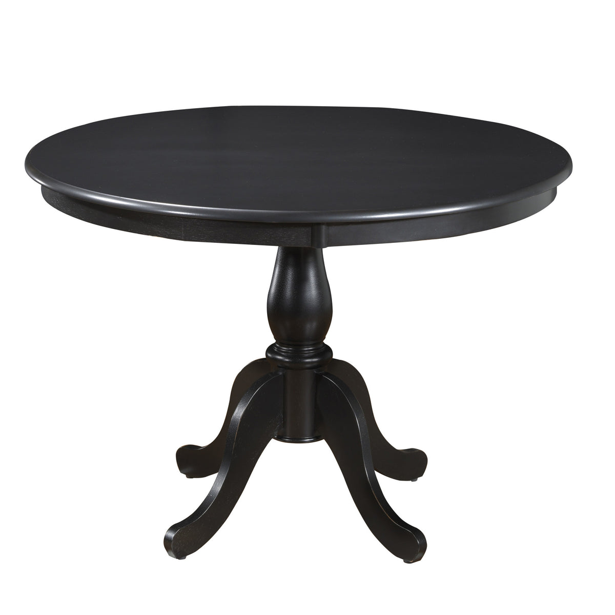 42" Black Wood Pedestal Base Round Top Dining Table