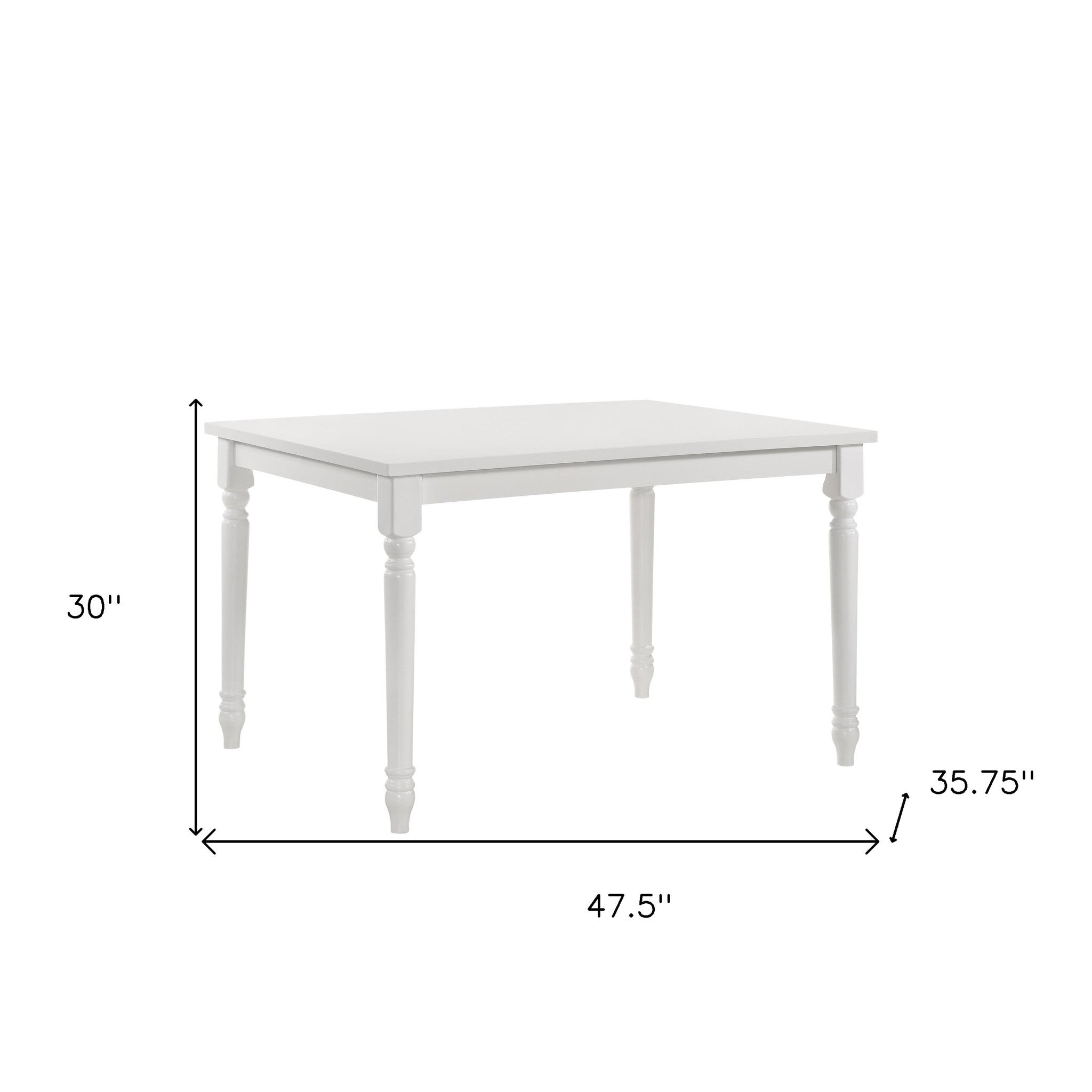48" White Solid Wood Dining Table