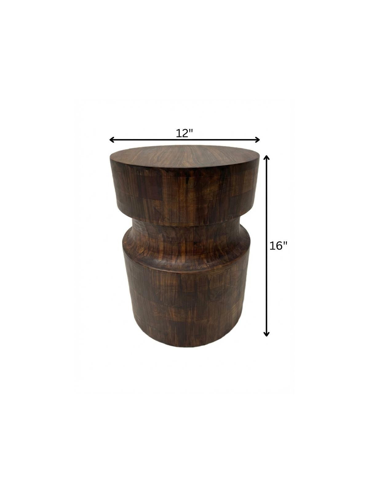 16" Brown Solid Wood Round End Table