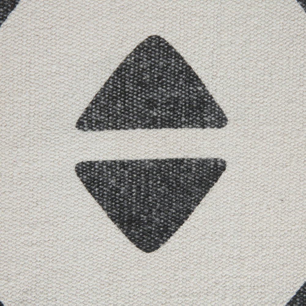 18" White Cotton Geometric Pouf Ottoman