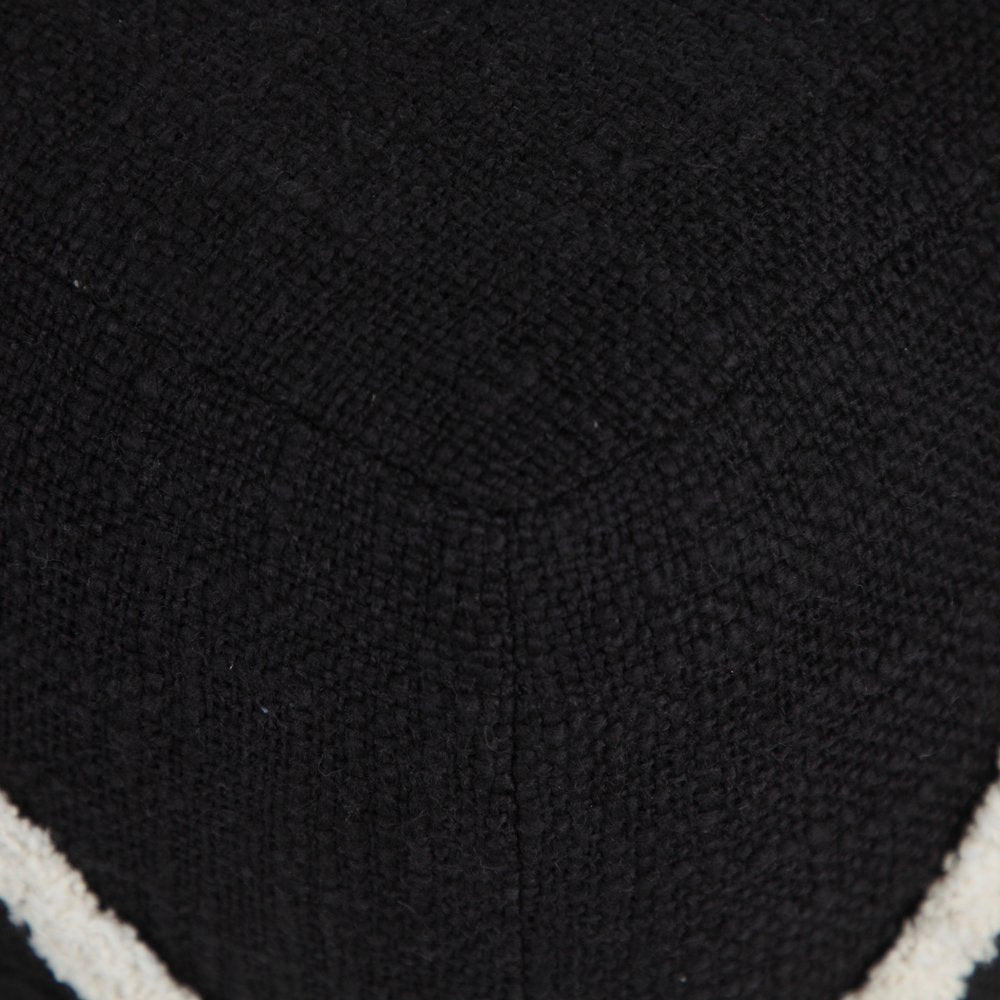 18" Black Cotton Geometric Pouf Ottoman