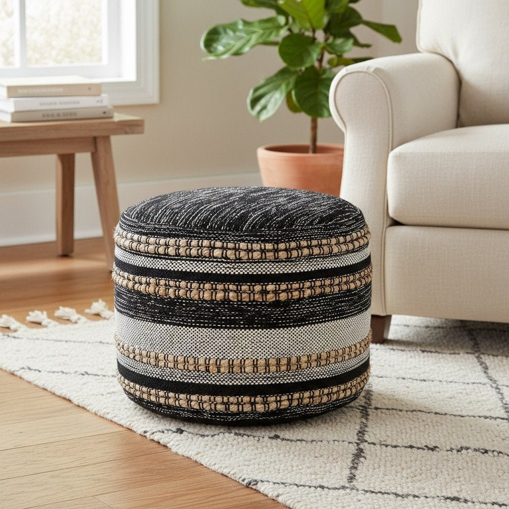 18" x 18" x 14" " Black Pouff