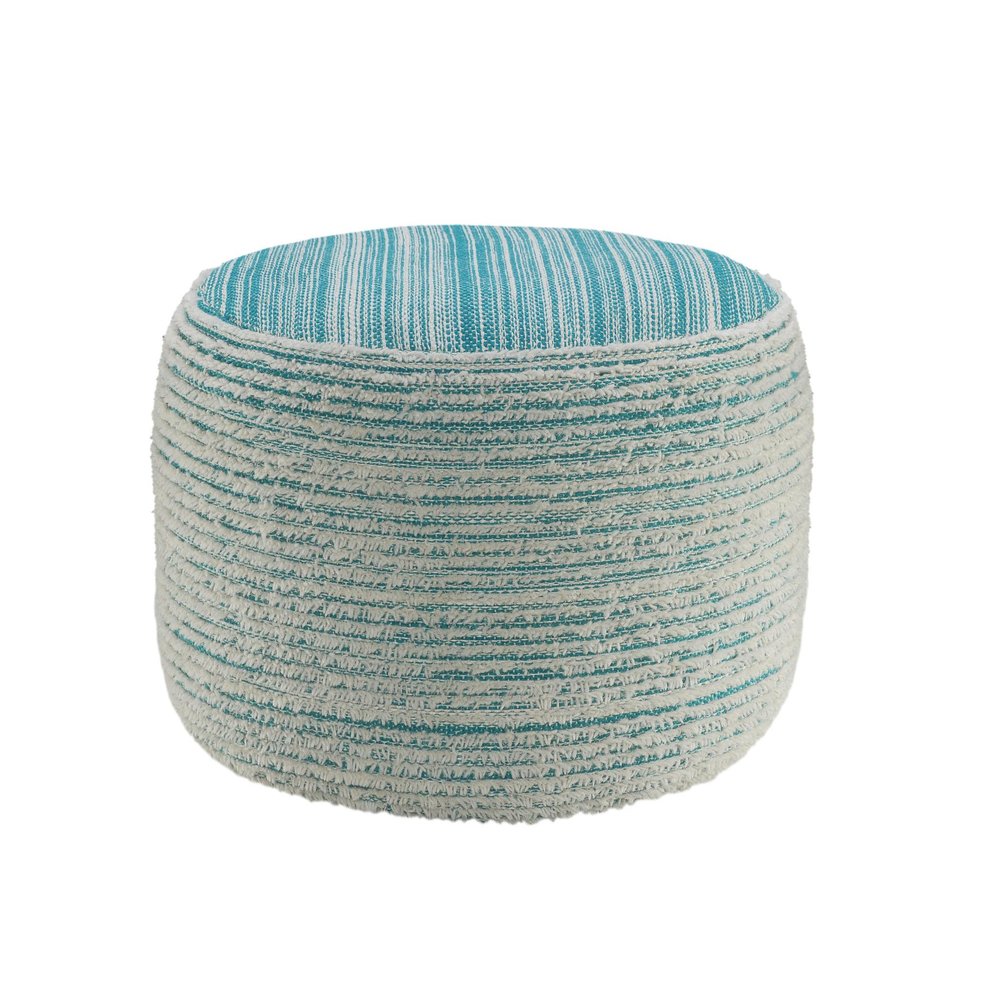 18" Pink Fabric Cylinder Striped Pouf Ottoman