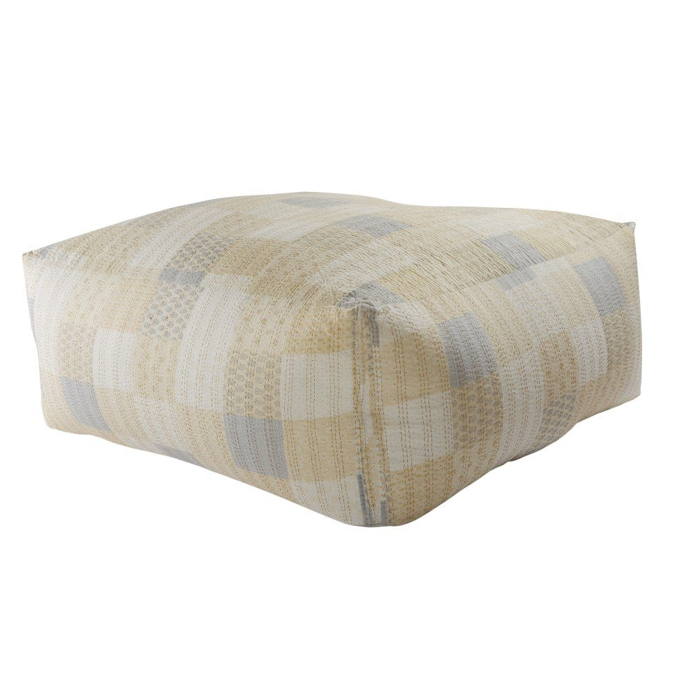 24" Red Patchwork Pouf Ottoman