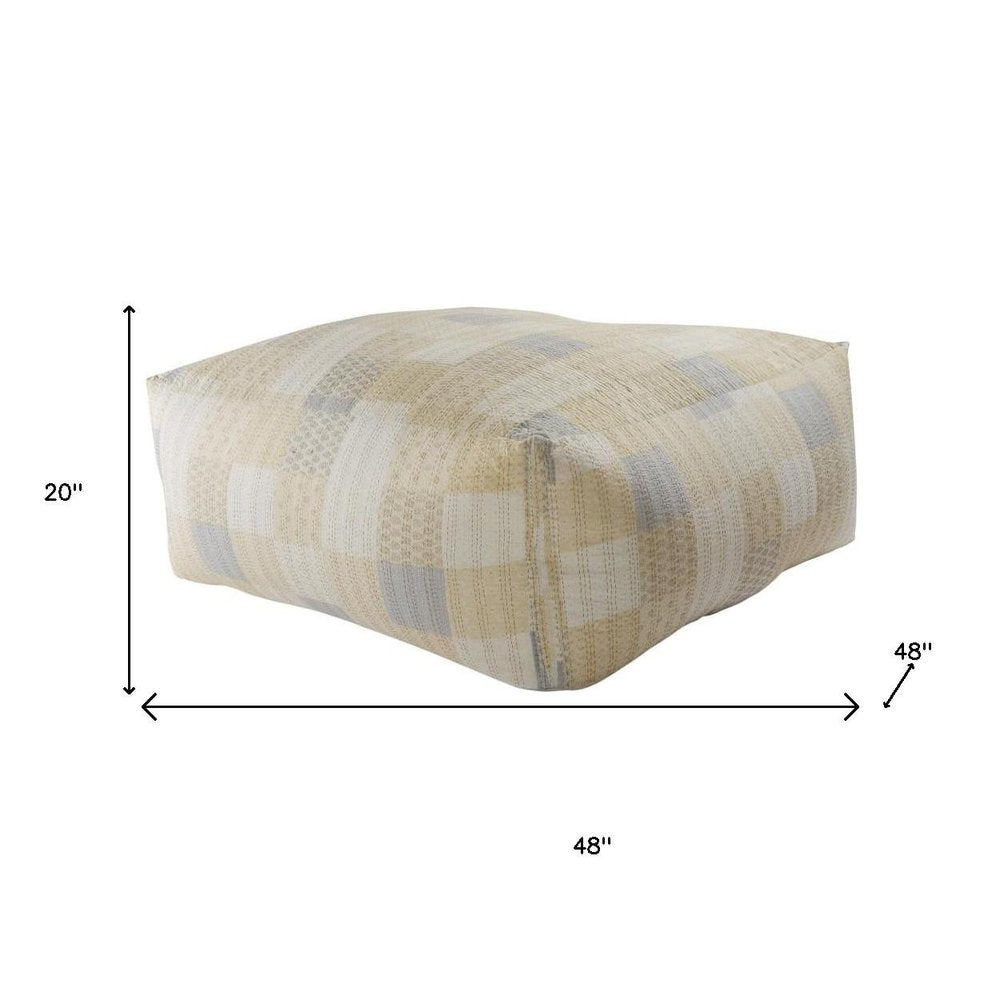 24" Red Patchwork Pouf Ottoman