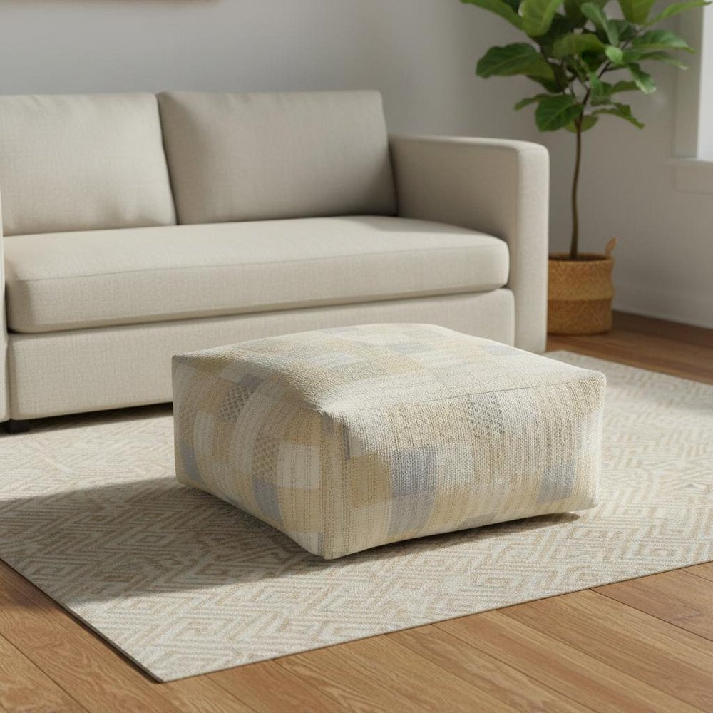 24" Red Patchwork Pouf Ottoman