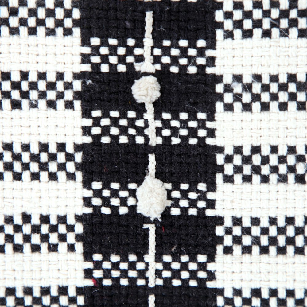 18" White Cotton Striped Pouf Ottoman