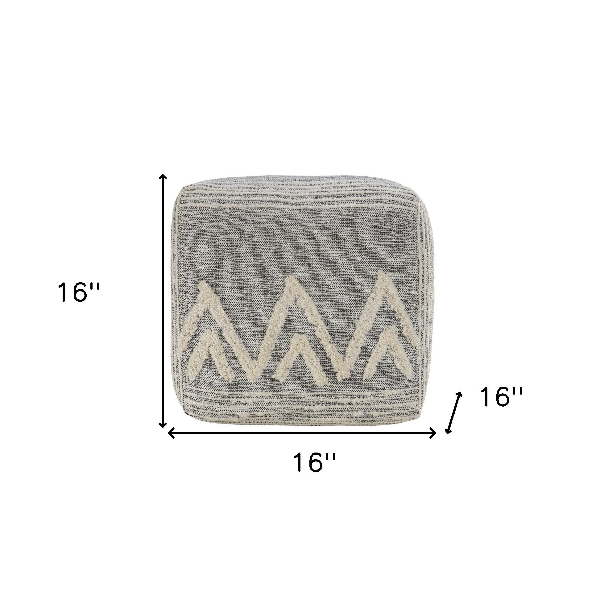 16" Gray Upholstery Pouf Ottoman