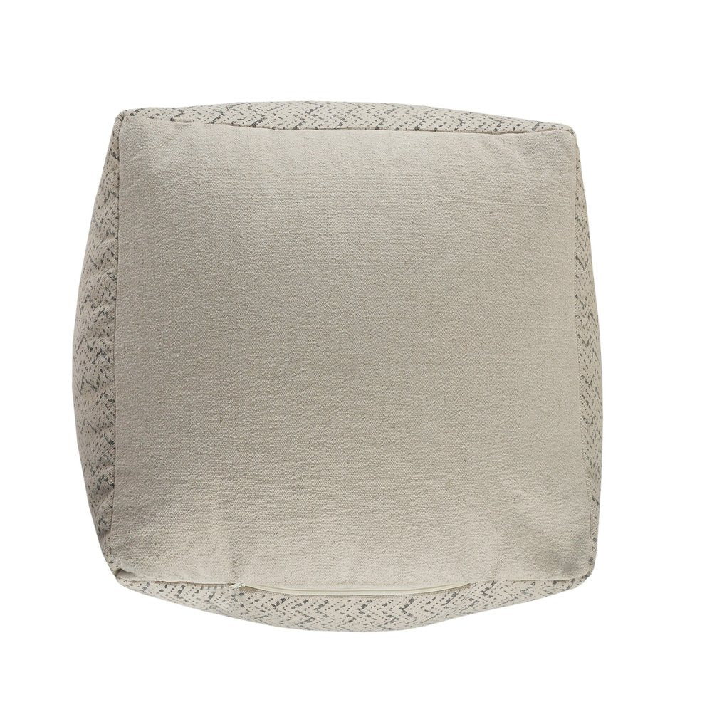20" Cream Cotton Tribal Pouf Ottoman
