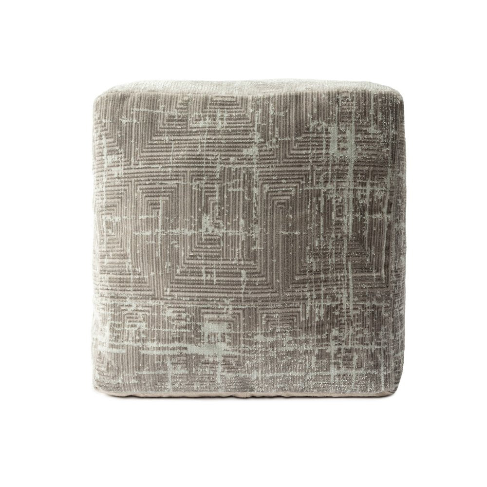 18" Gray Geometric Pouf Ottoman