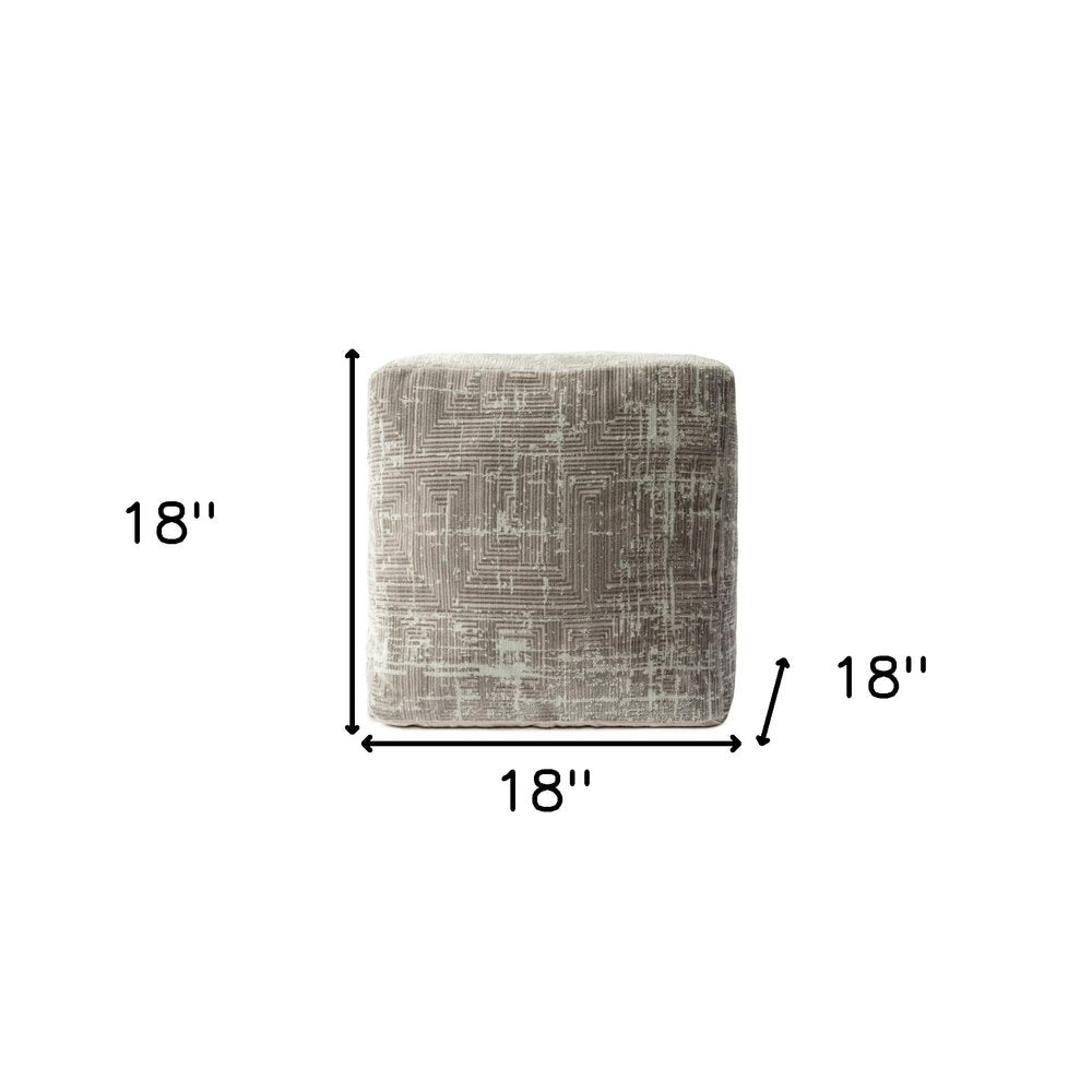 18" Gray Geometric Pouf Ottoman