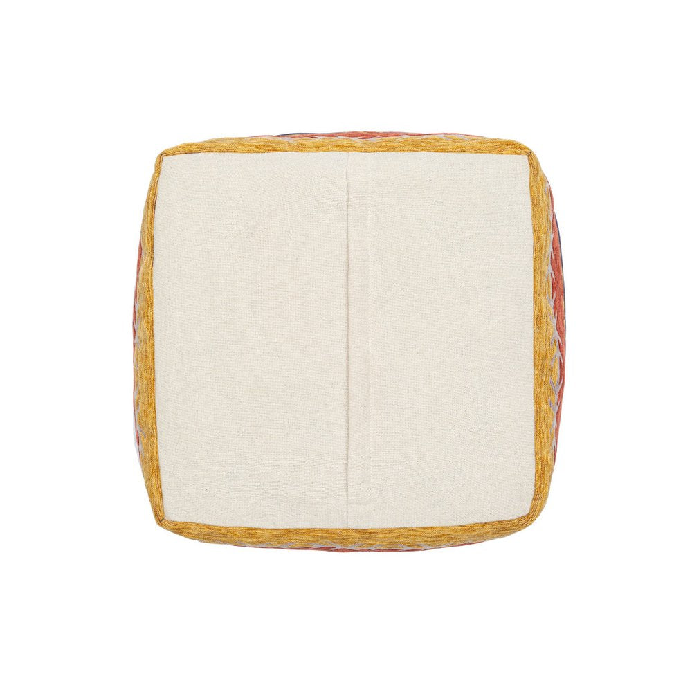 18" Blue And Orange Polyester Blend Striped Pouf Ottoman