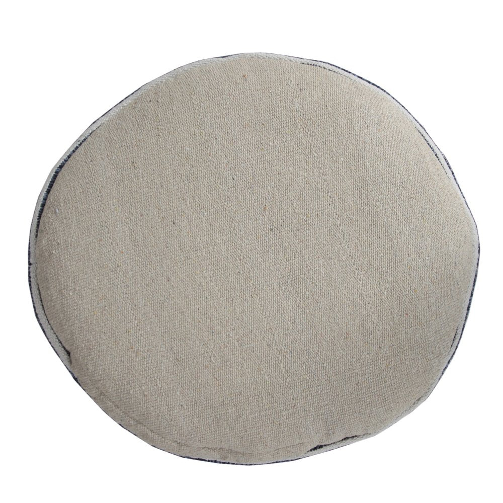 18" Blue Cotton Cylinder Striped Pouf Ottoman