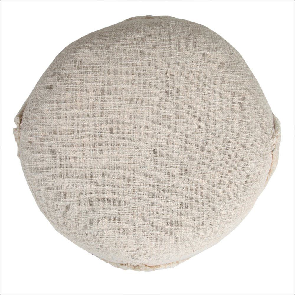18" Gray Cotton Cylinder Geometric Pouf Ottoman