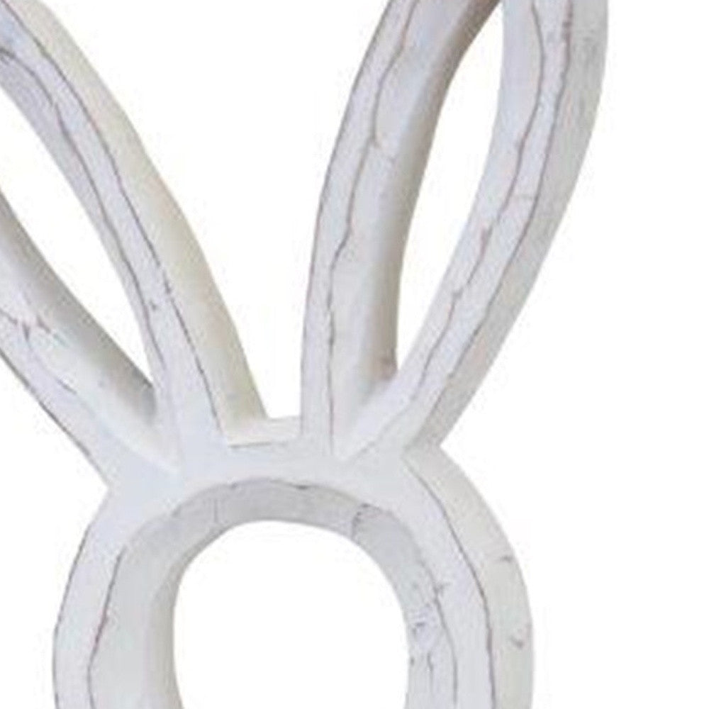 Set Of Two 11" White Polyresin Rabbit Figurine