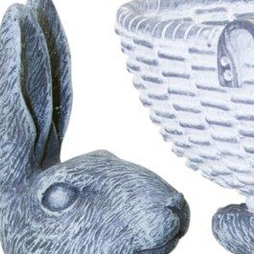 7" Gray and White Polyresin Rabbit Figurine