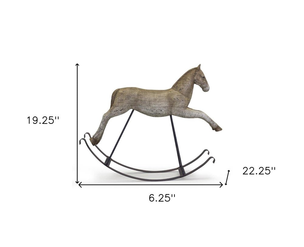 19" Brown And Black Polyresin Horse Statue Tabletop Sculpture