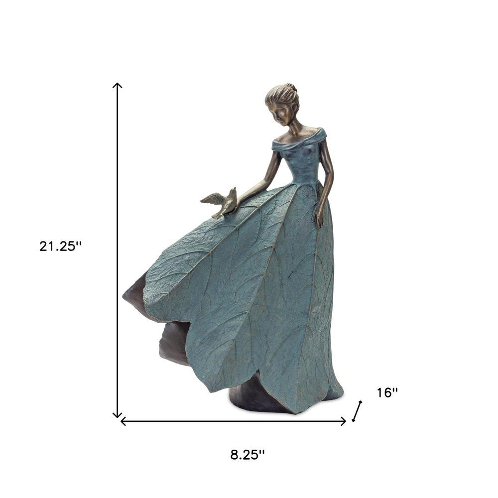 Set of Two 21" Blue Resin Woman Figurine Tabletop Sculpture