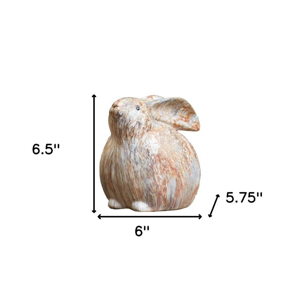 Set of Two 6" Terra Cotta Resin Rabbit Figurine