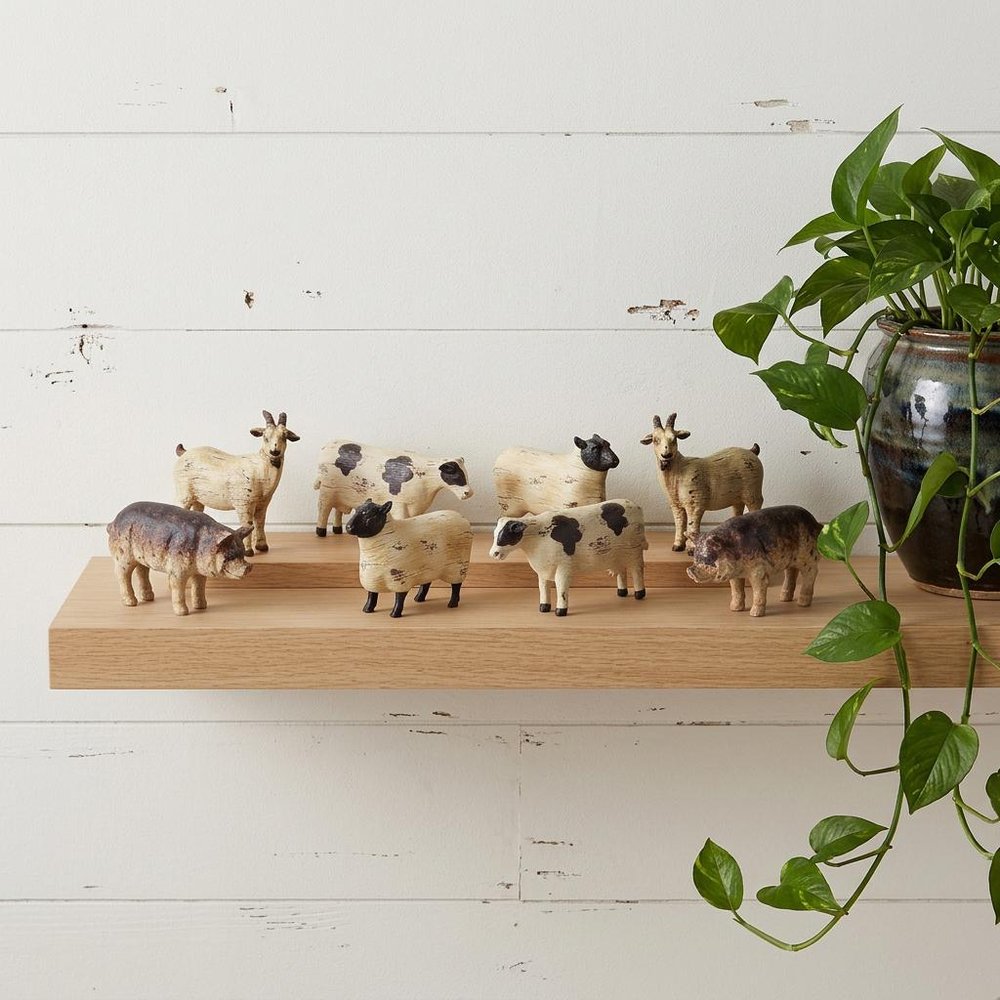 Set of Eight 0" Brown And White Polyresin Cow Figurine