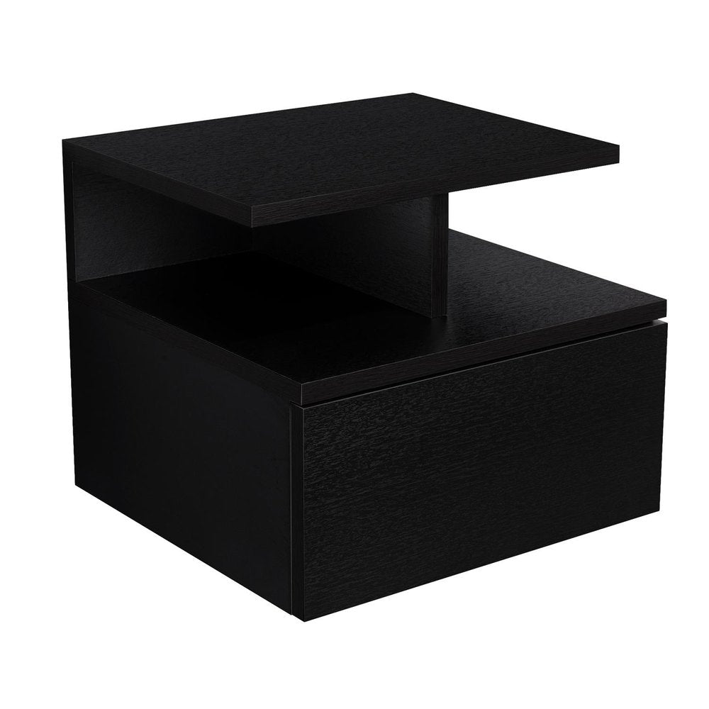 14" White Wood One Drawer Floating Nightstand