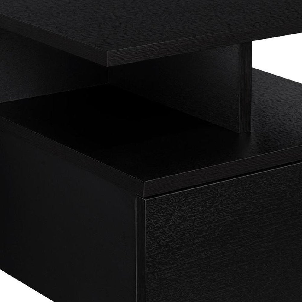 14" White Wood One Drawer Floating Nightstand