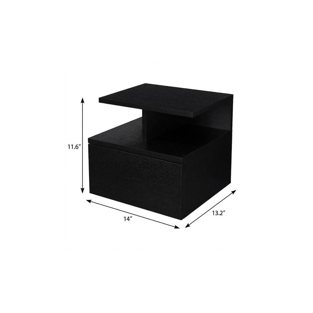 14" White Wood One Drawer Floating Nightstand