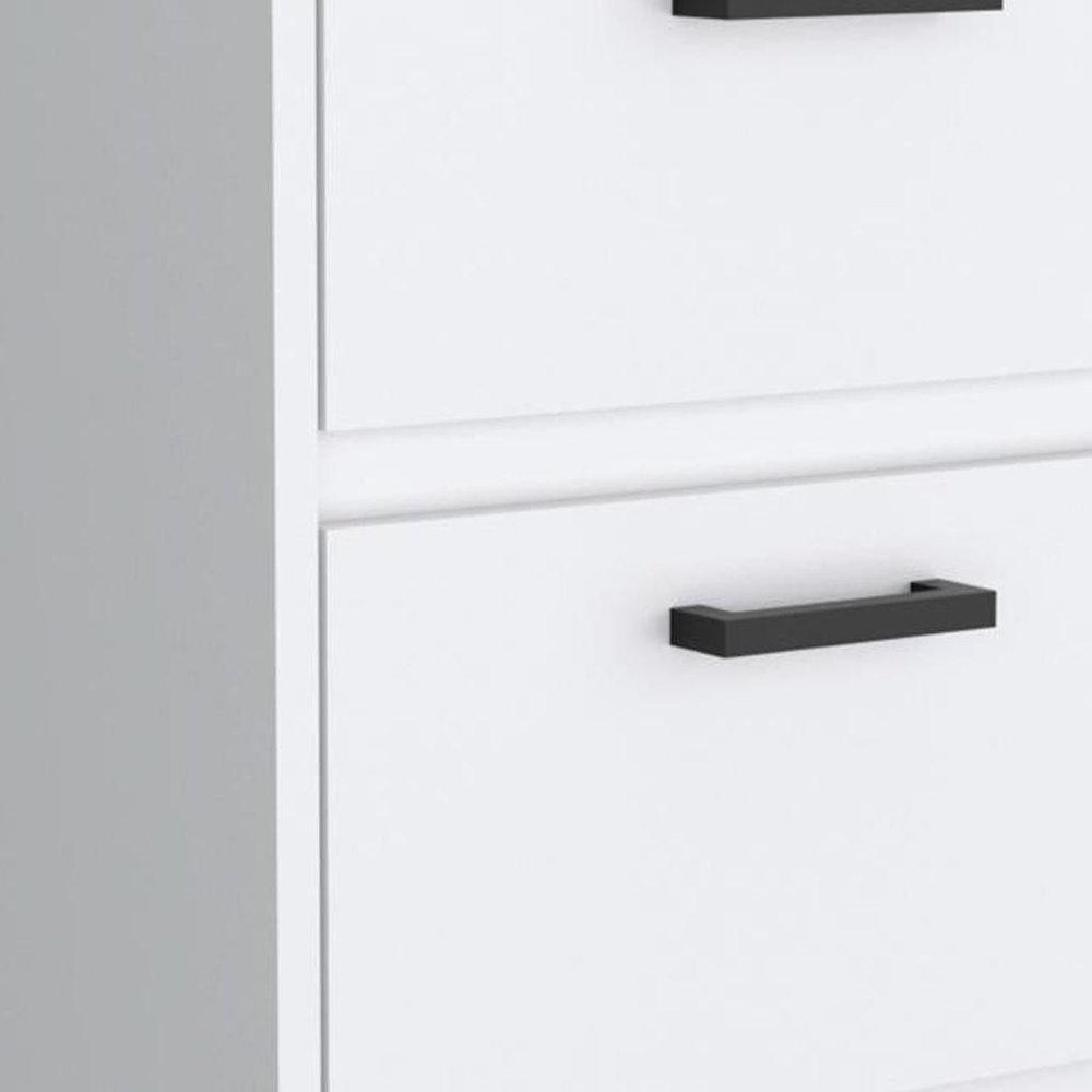 19" White Wood Two Drawer Nightstand
