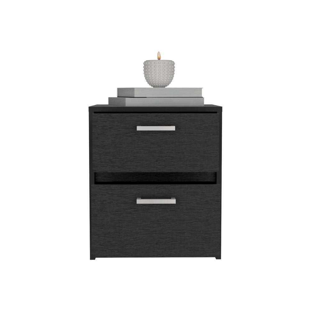19" White Wood Two Drawer Nightstand