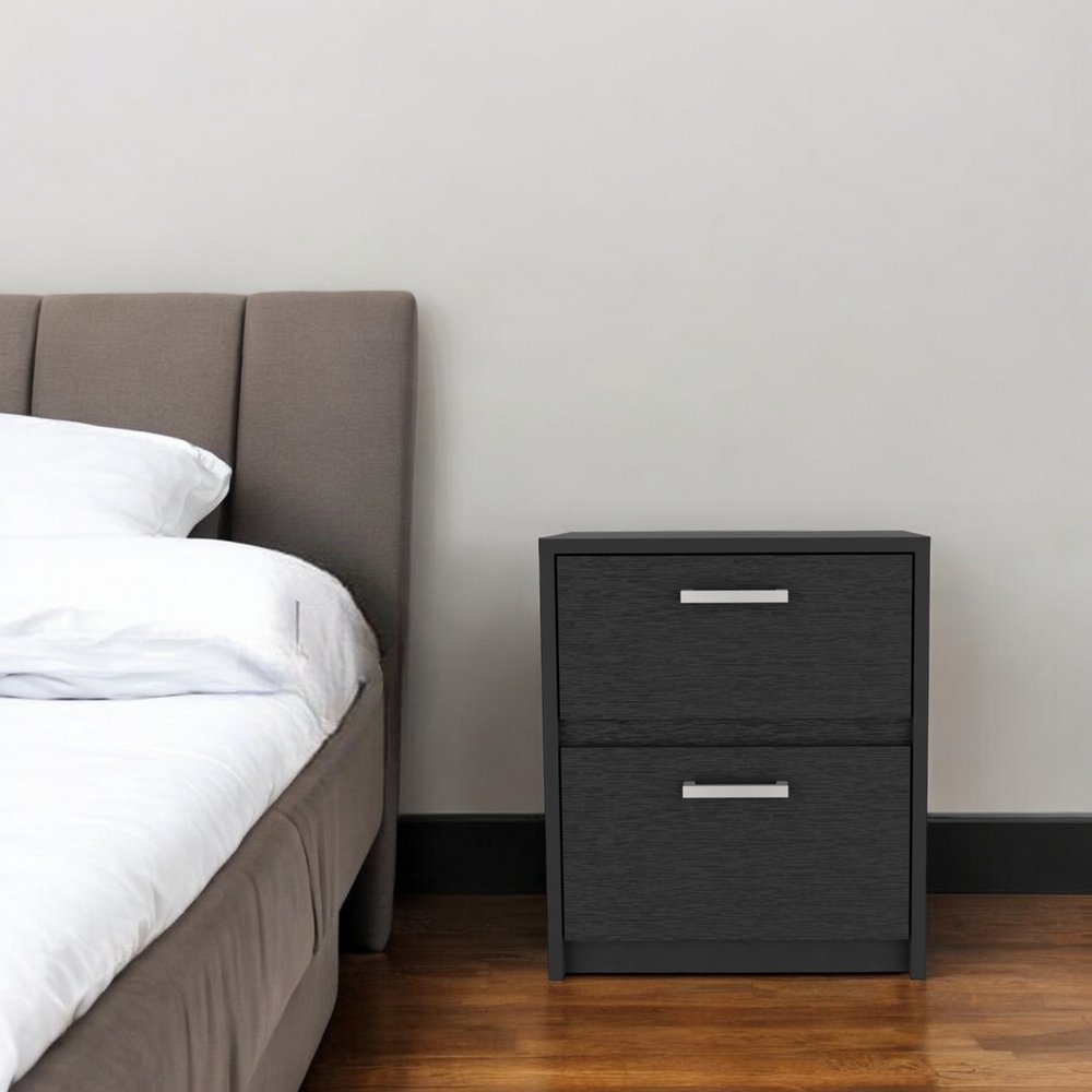 19" White Wood Two Drawer Nightstand