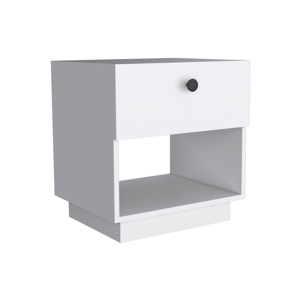 20" White Wood One Drawer Nightstand