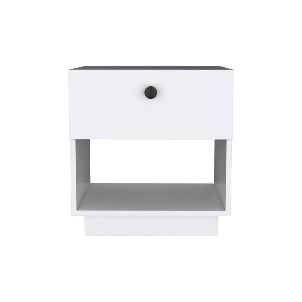 20" White Wood One Drawer Nightstand