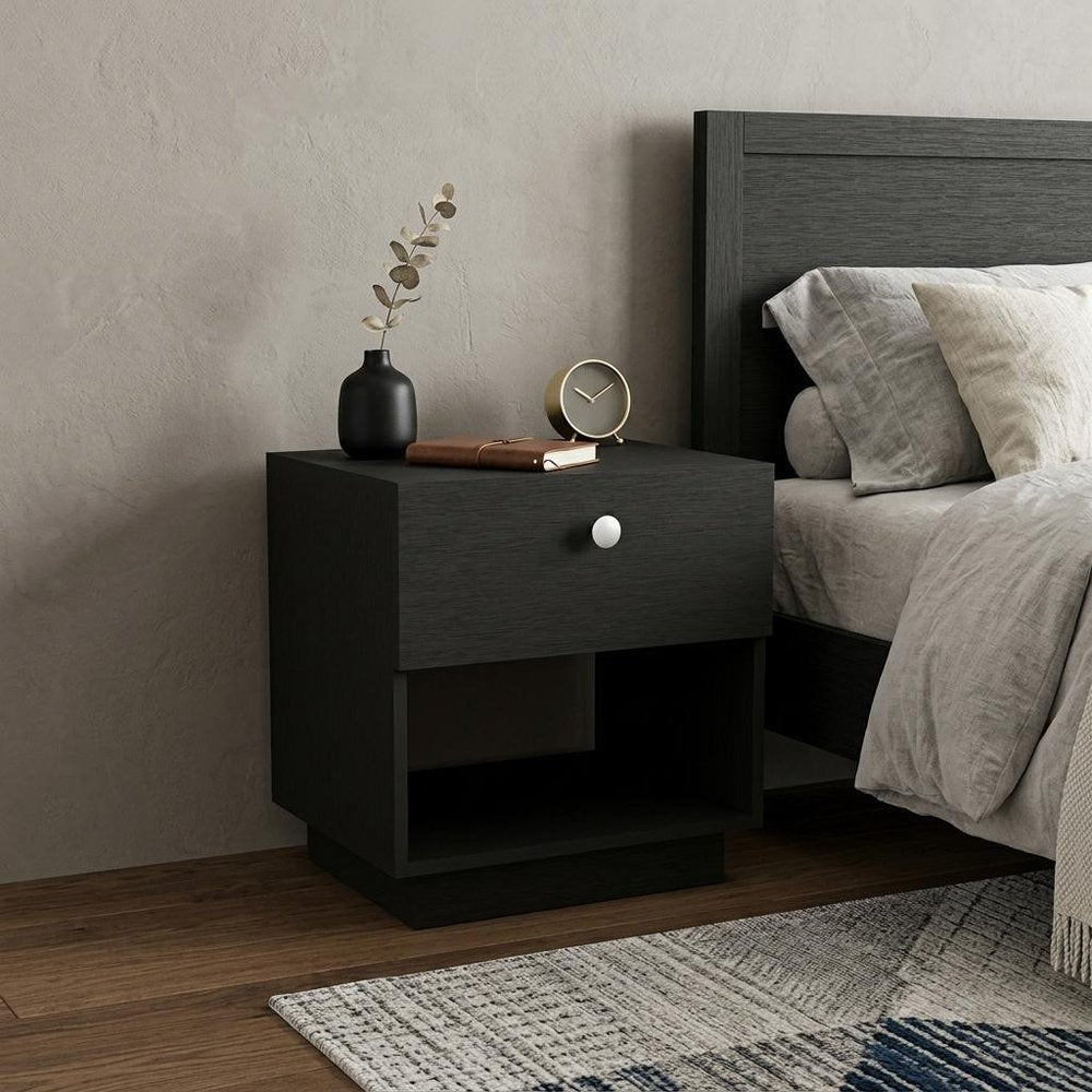 20" White Wood One Drawer Nightstand