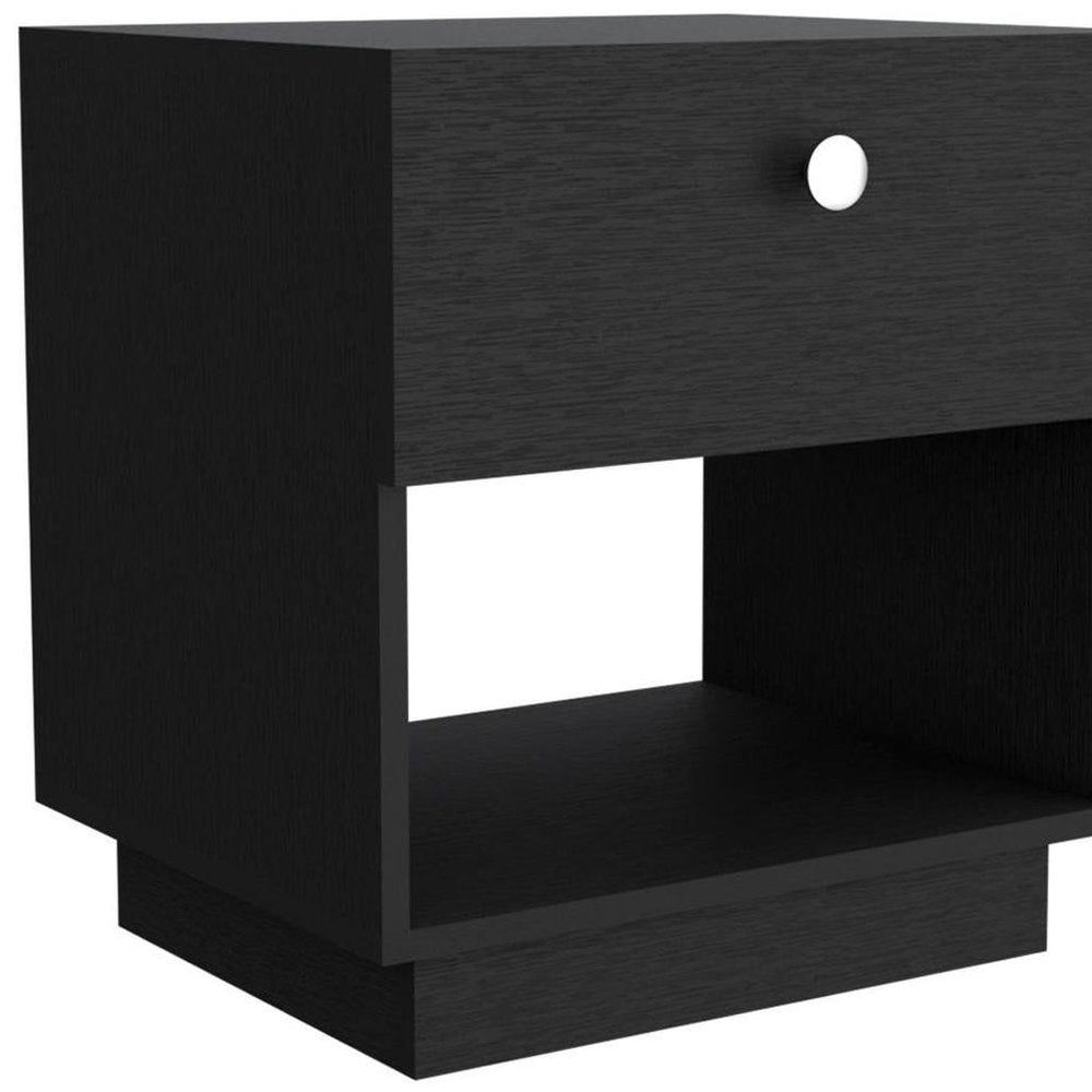 20" White Wood One Drawer Nightstand