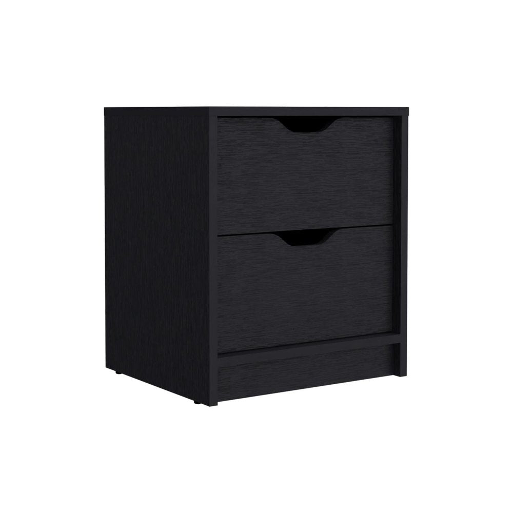 19" White Wood Two Drawer Nightstand