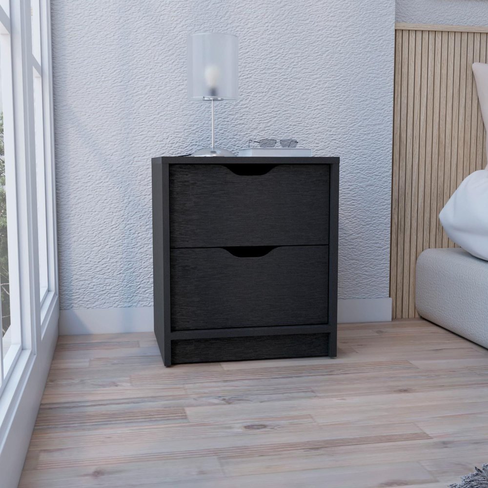 19" White Wood Two Drawer Nightstand
