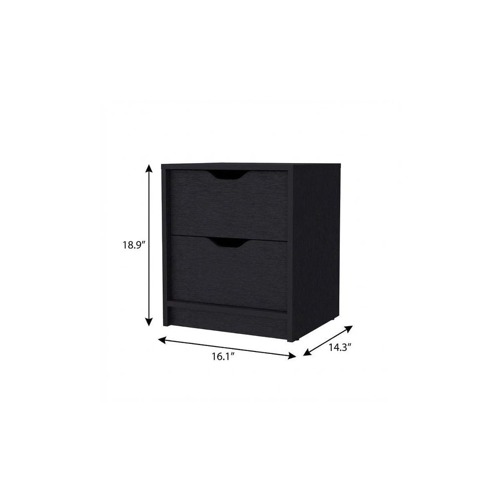 19" White Wood Two Drawer Nightstand