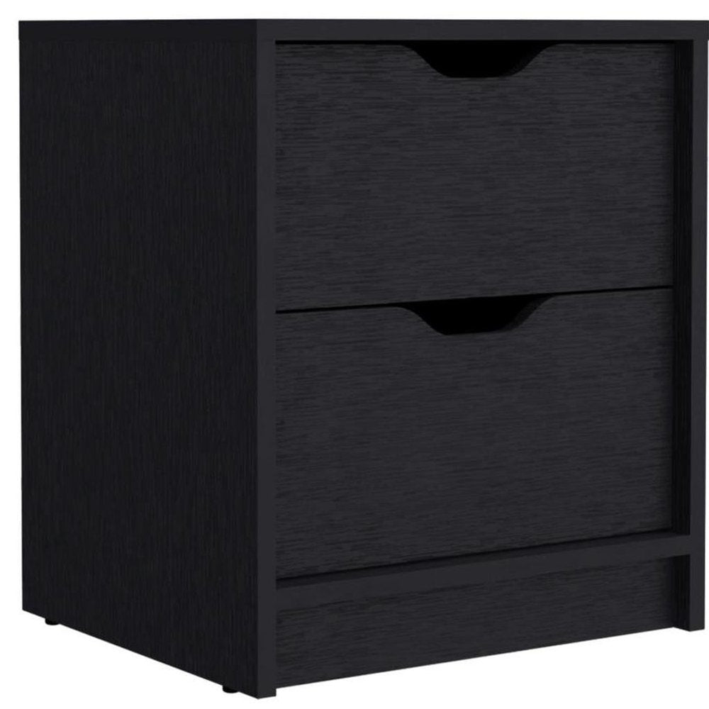 19" White Wood Two Drawer Nightstand