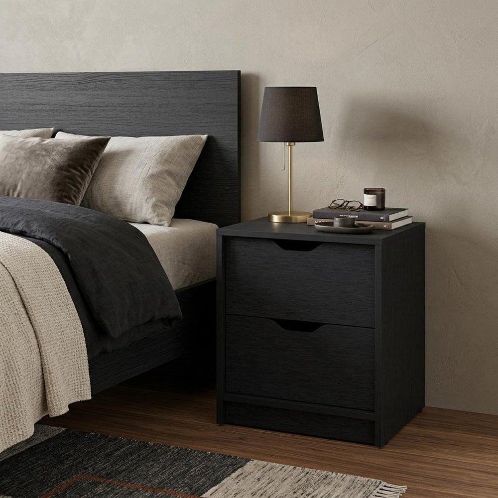 19" White Wood Two Drawer Nightstand