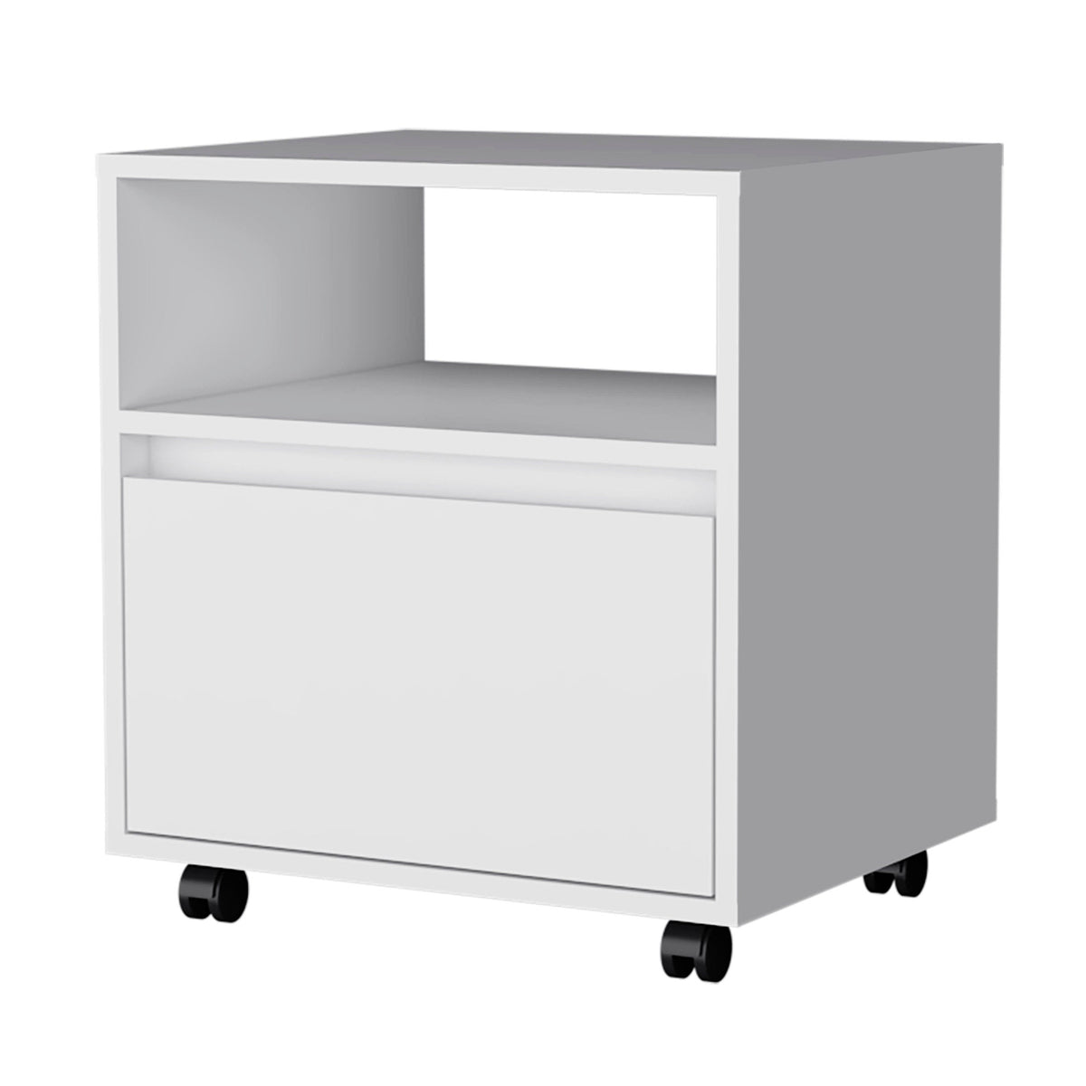 21" White Wood One Drawer Nightstand with Integrated Tech
